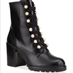 Stuart Weitzman Ivey Pearl Lace-Up Boots